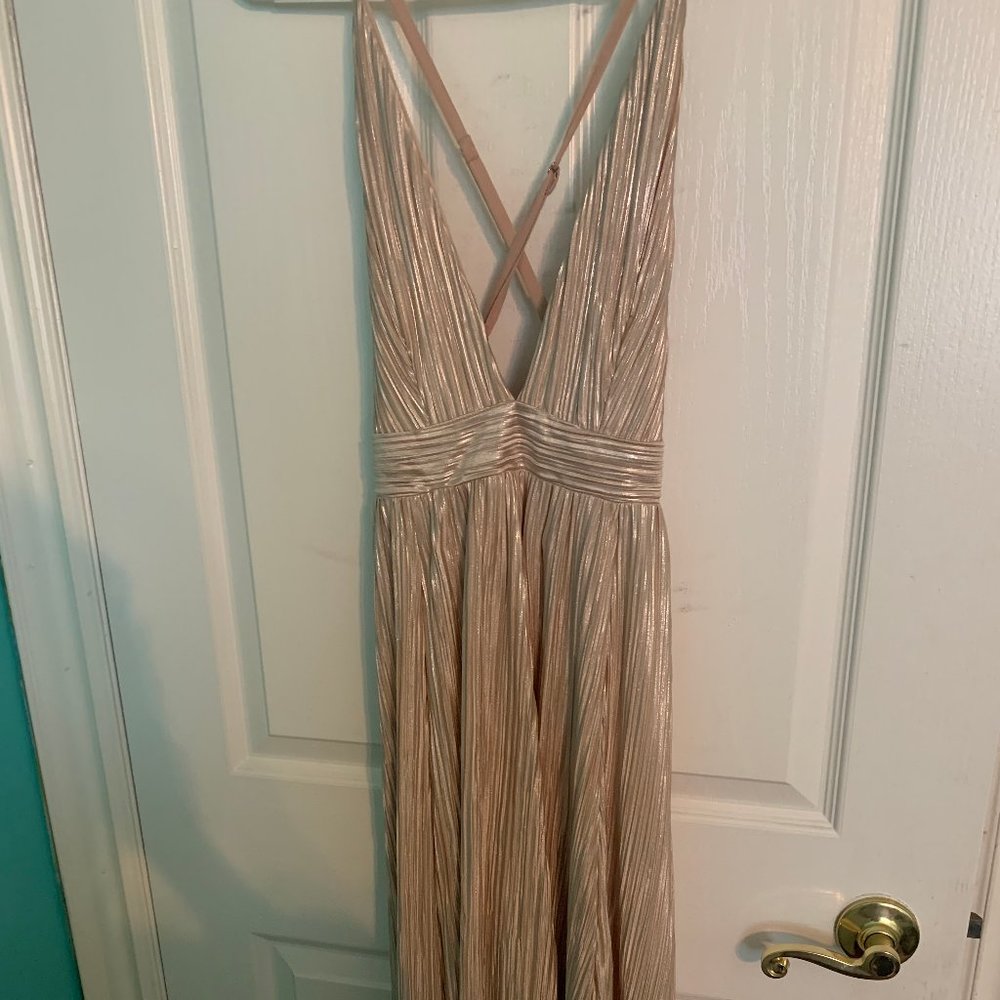 Fashion Nova Pleated Maxi Dress in Light Pink
